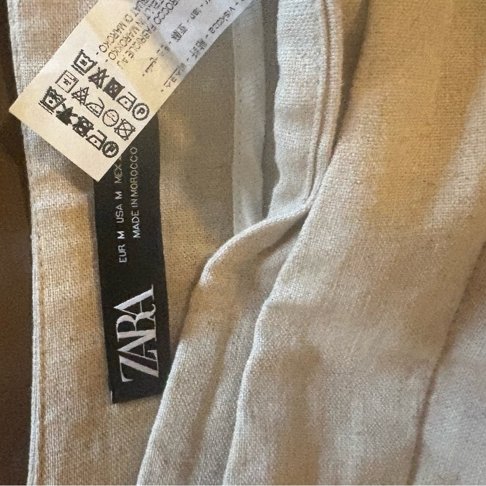 Zara Wide Leg Pants in Light Beige linen
